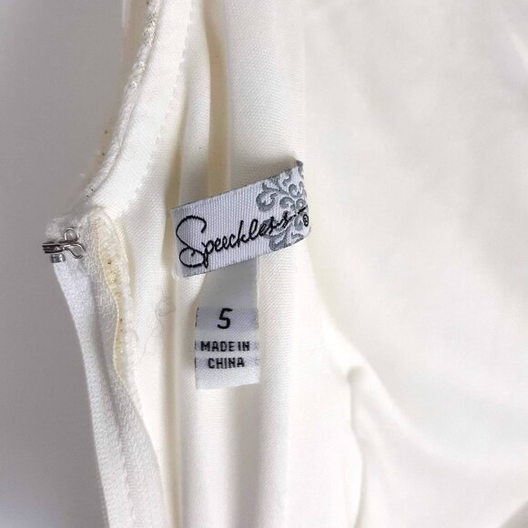 Ivory Lace Gown Size 5. Fairy Greek goddess one shoulder rhinestones prom formal - Picture 14 of 14